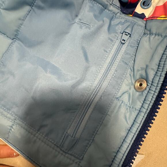 Hanna Andersson Journeys End Quilted Jacket Girls Size 4 Blue Floral Hood - Picture 8 of 10